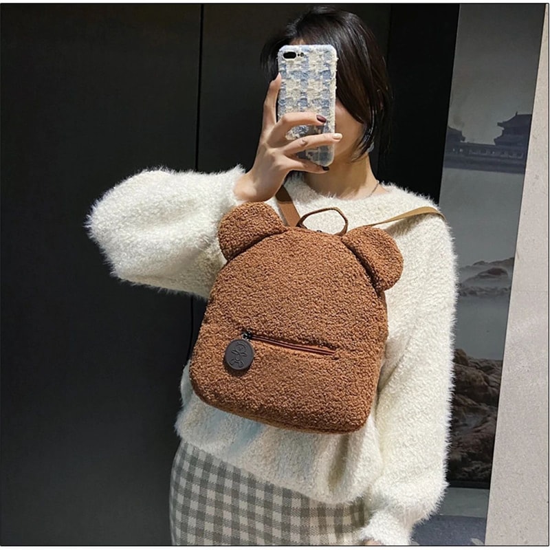 Plush Bear Ear Backpack For Women 10