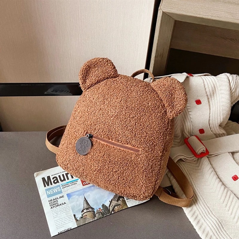 Plush Bear Ear Backpack For Women 16