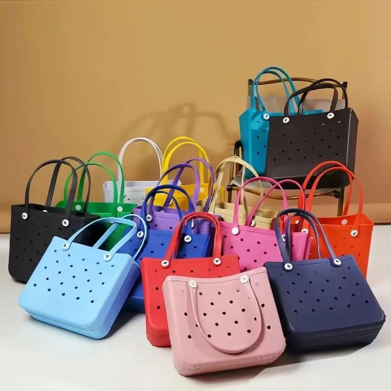 Lightweight Beach Grid Tote Bag 0