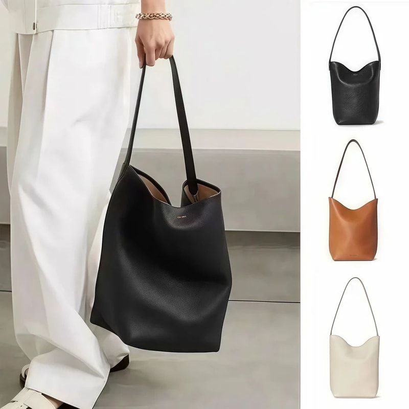 Womens Leather Bucket Tote Bag 0