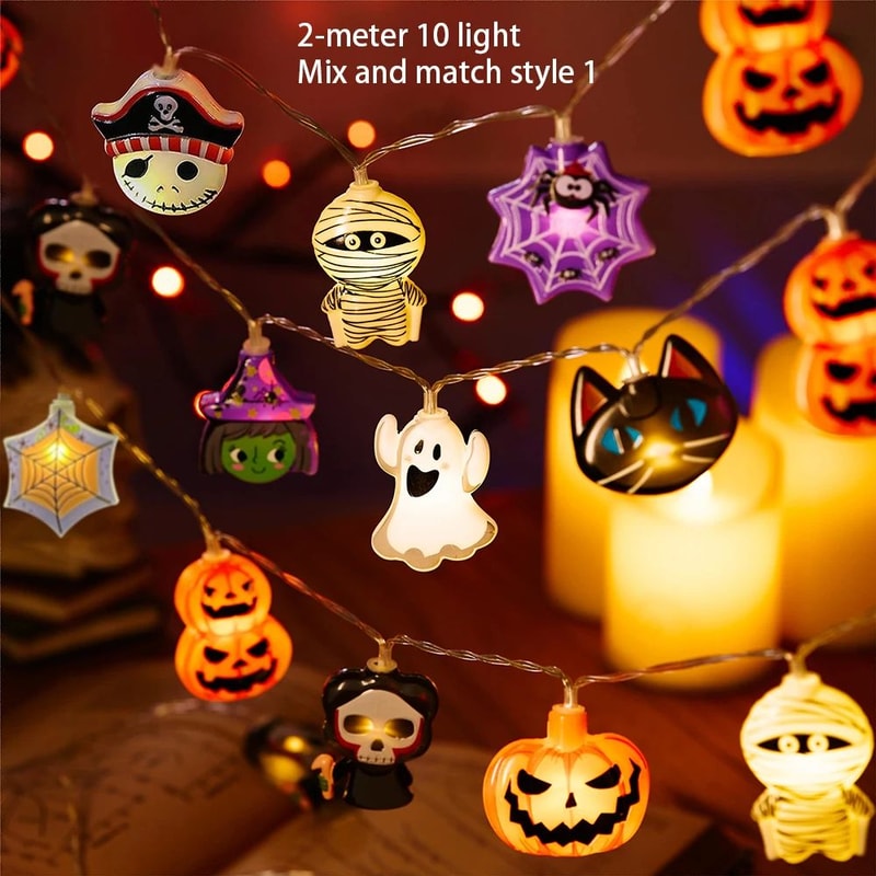 Halloween Pumpkin Bat LED Light String 7