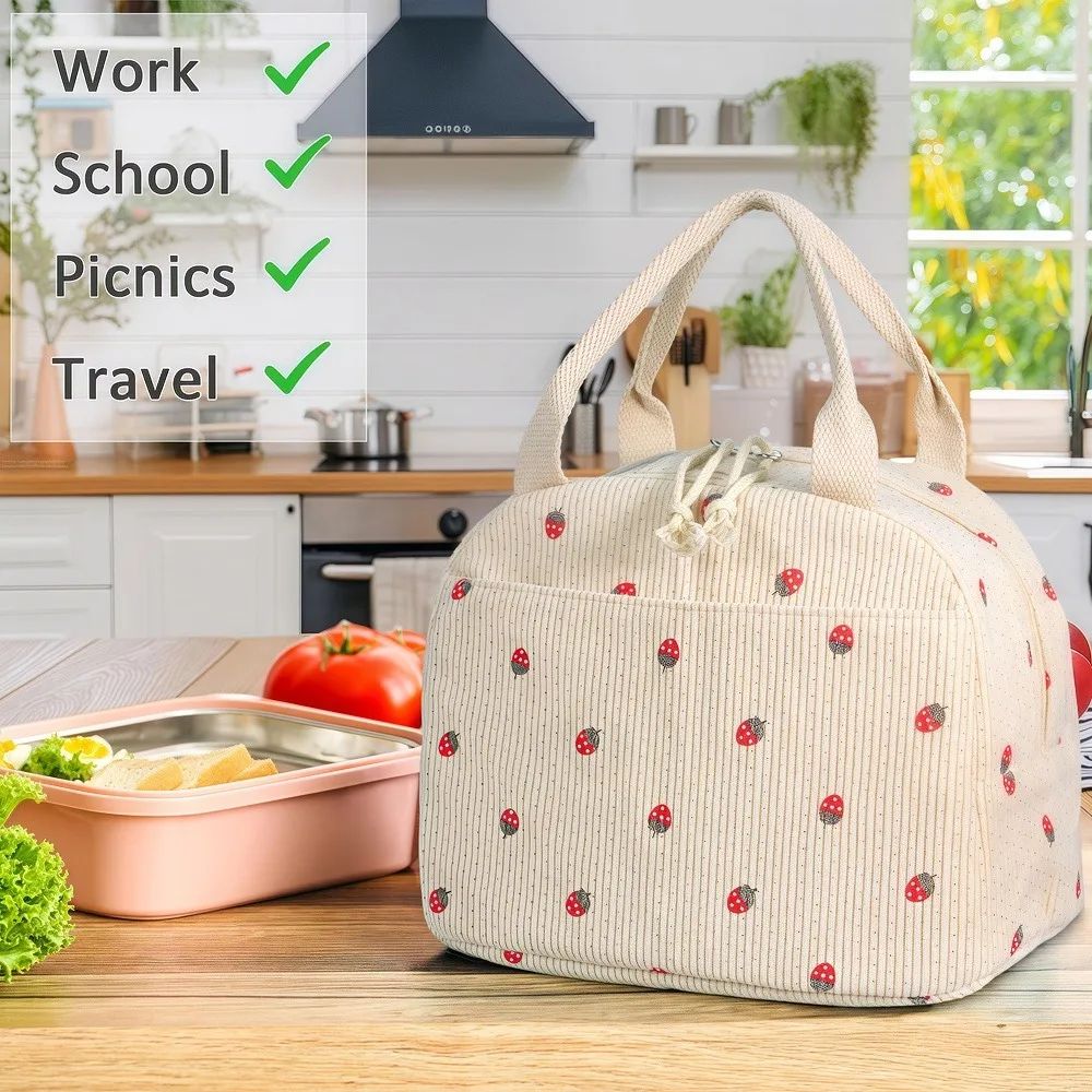 Corduroy Portable Insulated Lunch Bag 6