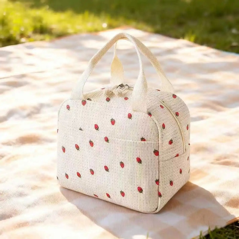 Corduroy Portable Insulated Lunch Bag 12