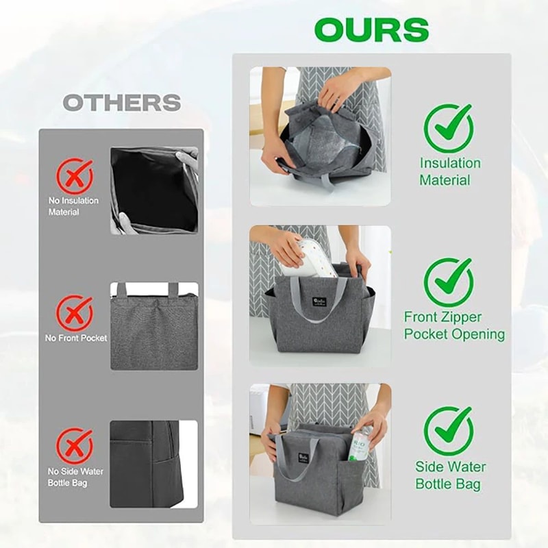 Large Capacity Insulated Lunch Bag Unisex 6