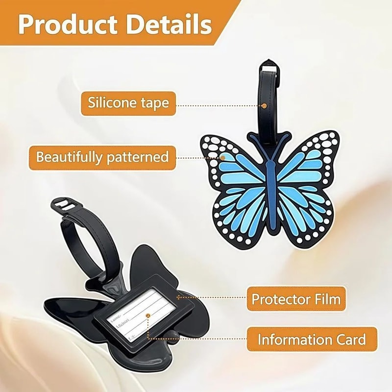 Butterfly Luggage Tag With Strap 2