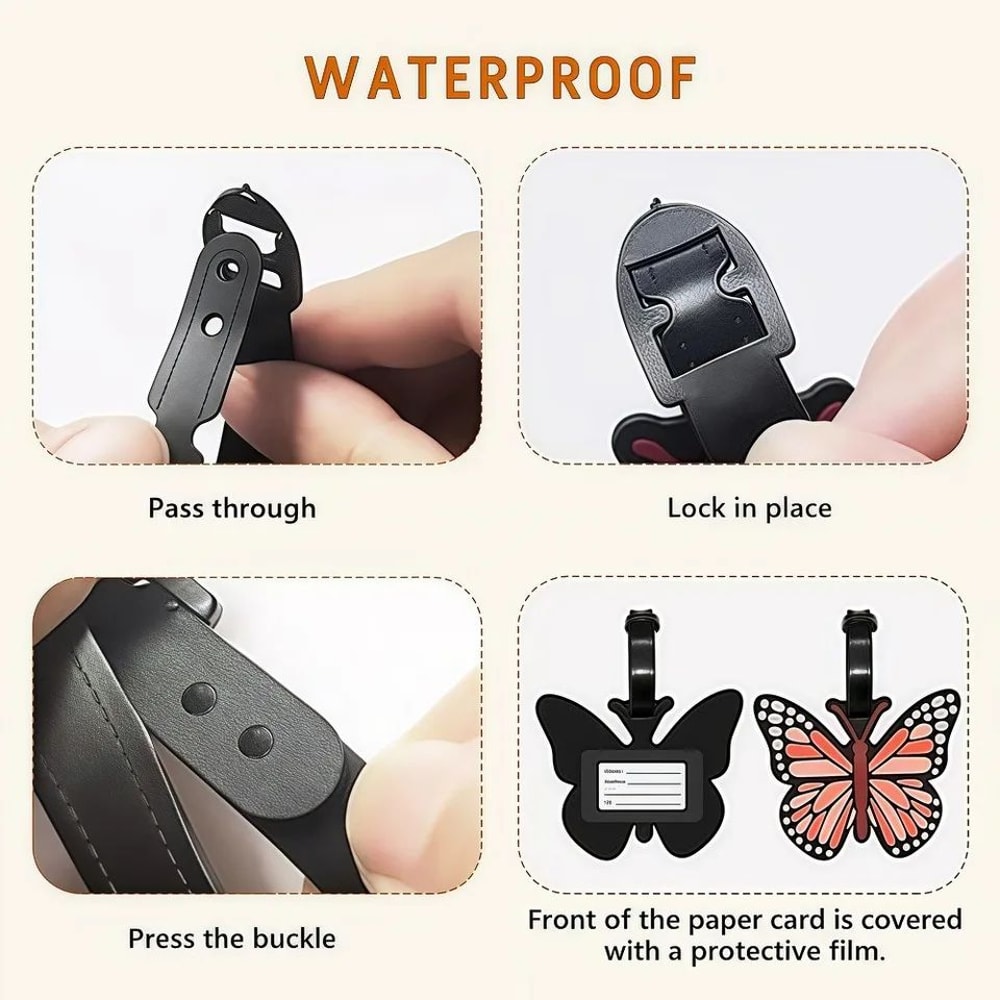 Butterfly Luggage Tag With Strap 3