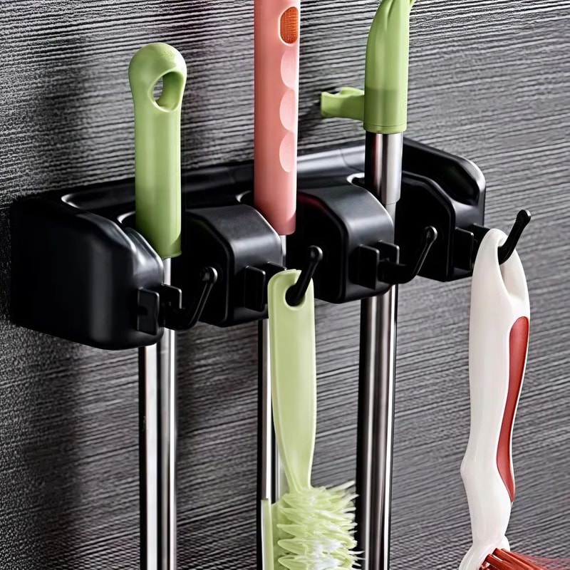 Multifunction Plastic Mop Holder Rack 8