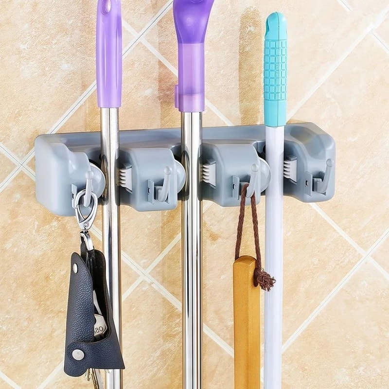 Multifunction Plastic Mop Holder Rack 10
