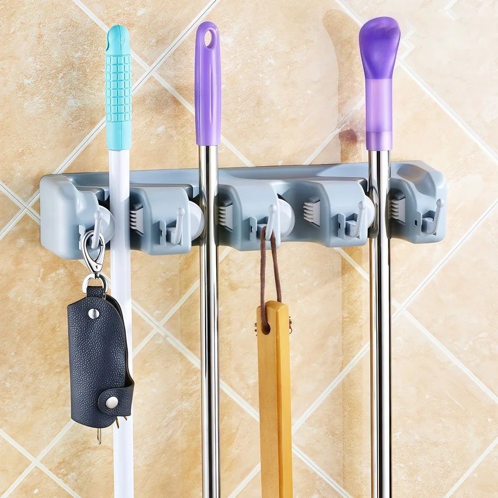 Multifunction Plastic Mop Holder Rack 11