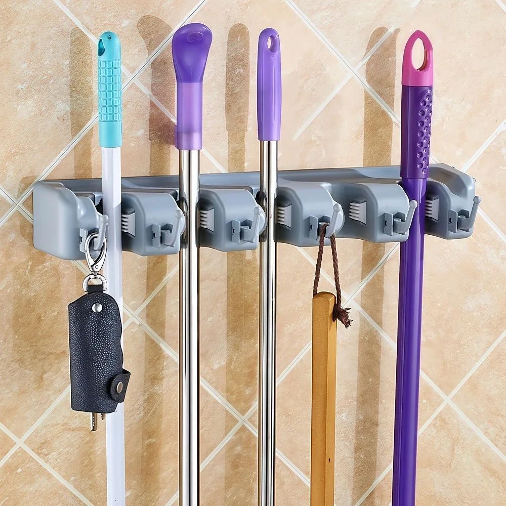Multifunction Plastic Mop Holder Rack 12