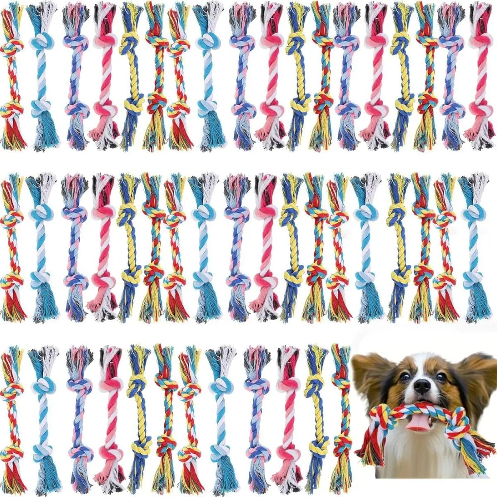 20 Pieces Cotton Rope Dog Chew Toy Set 0