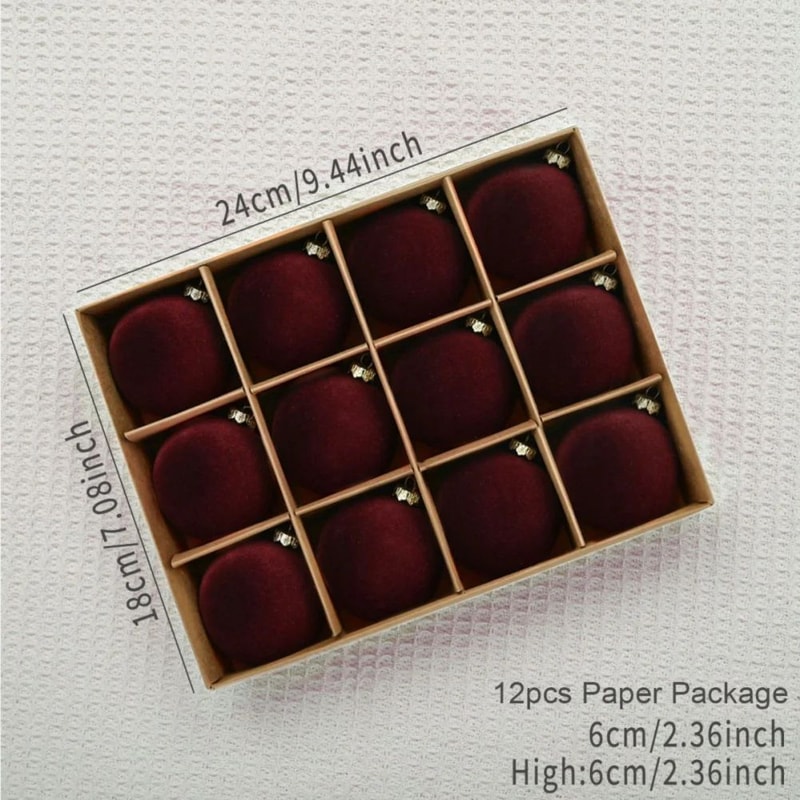 Velvet Christmas Tree Ball Ornament Set 2