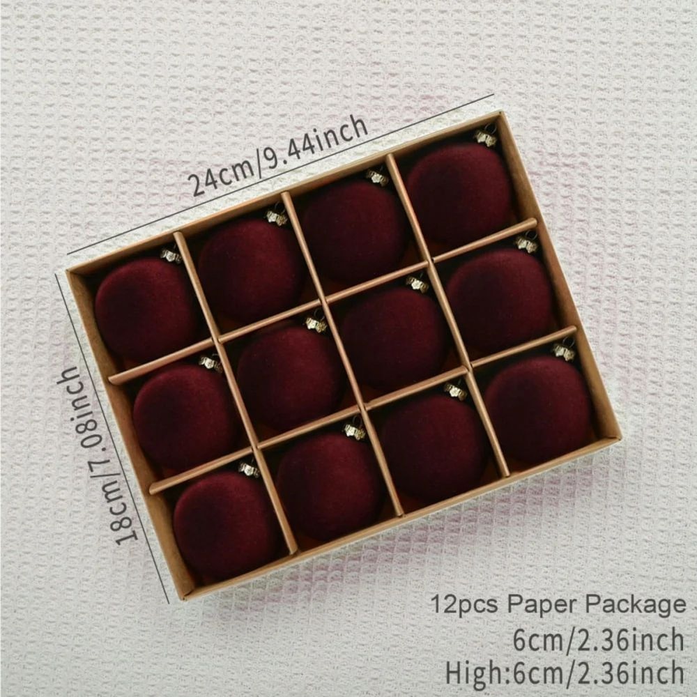 Velvet Christmas Tree Ball Ornament Set 8