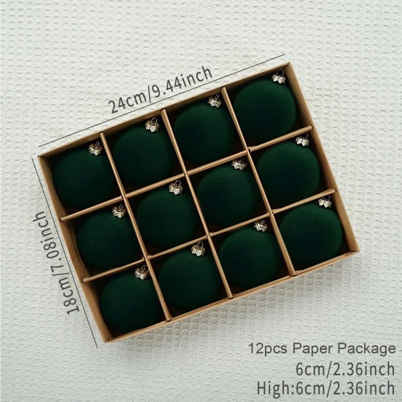 Velvet Christmas Tree Ball Ornament Set 6