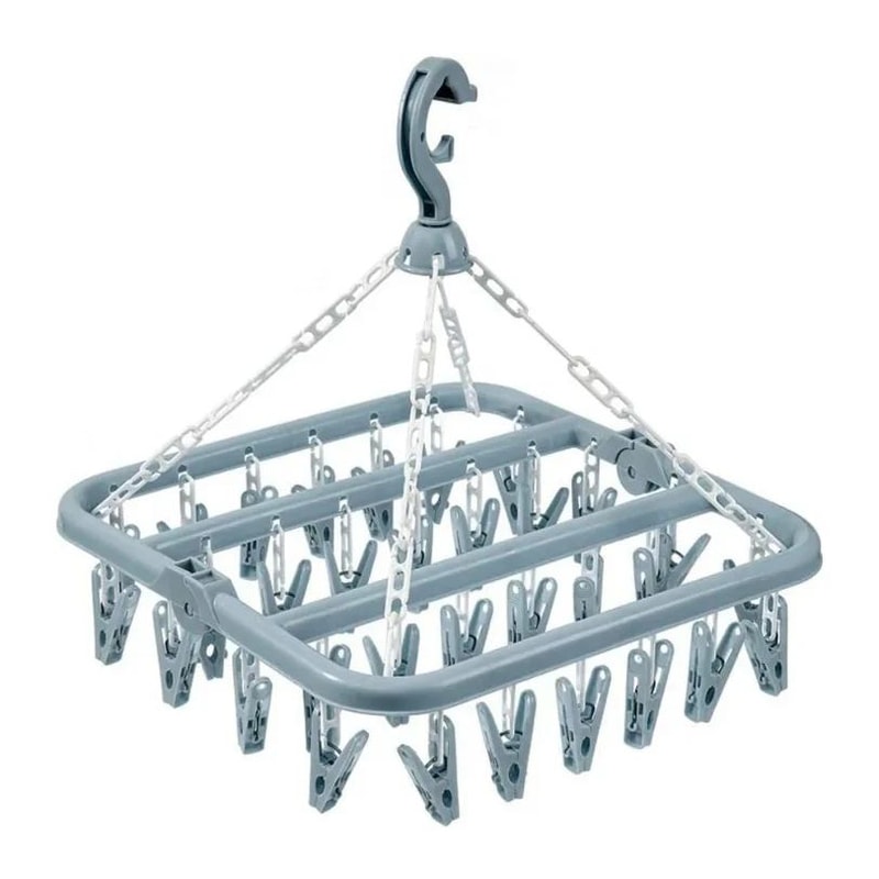 Foldable Clothes Drying Hanger With Multi Clips 4