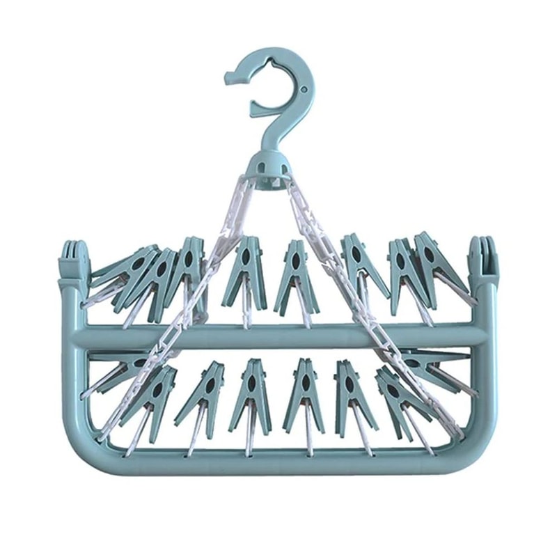 Foldable Clothes Drying Hanger With Multi Clips 6