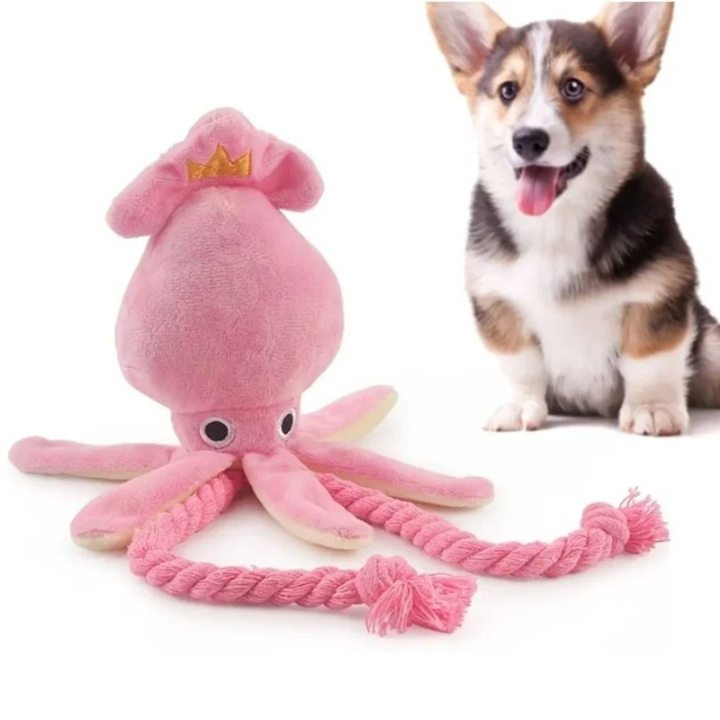 Pink Squid Puppy Chew Rope Plush Toy 2