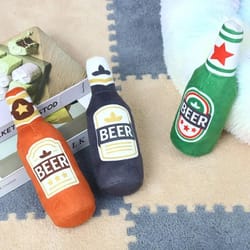 plush beer bottle dog squeaky toy