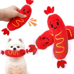hot dog plush squeaky dog toy