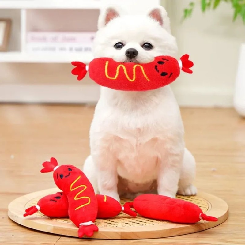 Hot Dog Plush Squeaky Dog Toy 3