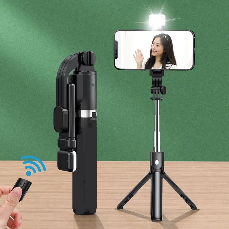 Bluetooth Selfie Stick Tripod With Light 0
