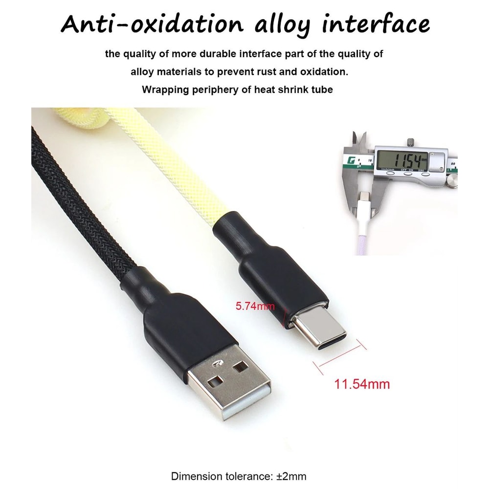 Coiled Aviator Keyboard Cable USB C 8