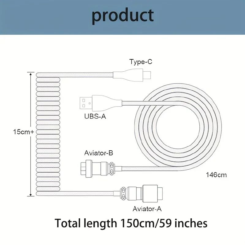 Coiled Mechanical Keyboard Gaming Cable 5