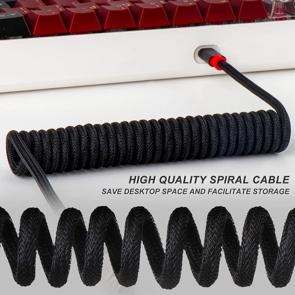 Coiled USB C Aviator Keyboard Cable 2