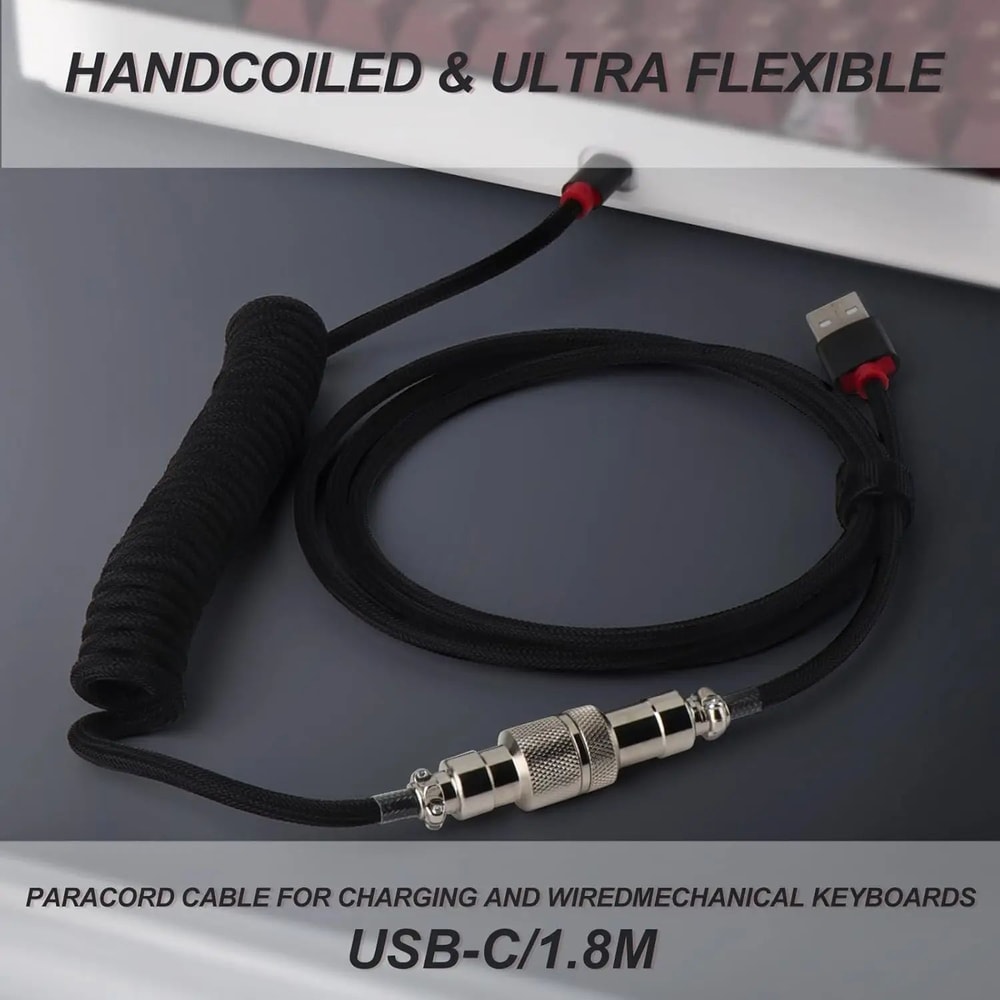 Coiled USB C Aviator Keyboard Cable 4
