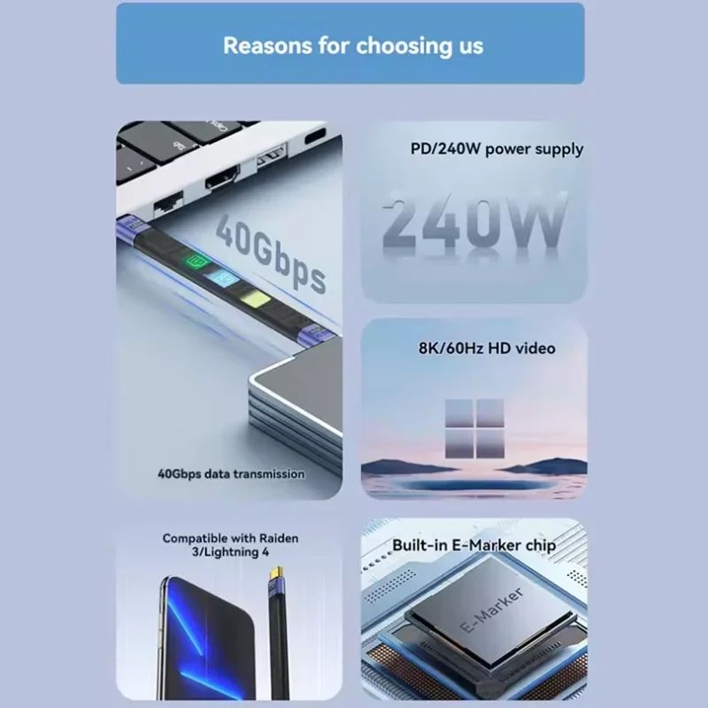 USB4 High Speed Short USB C Cable 4