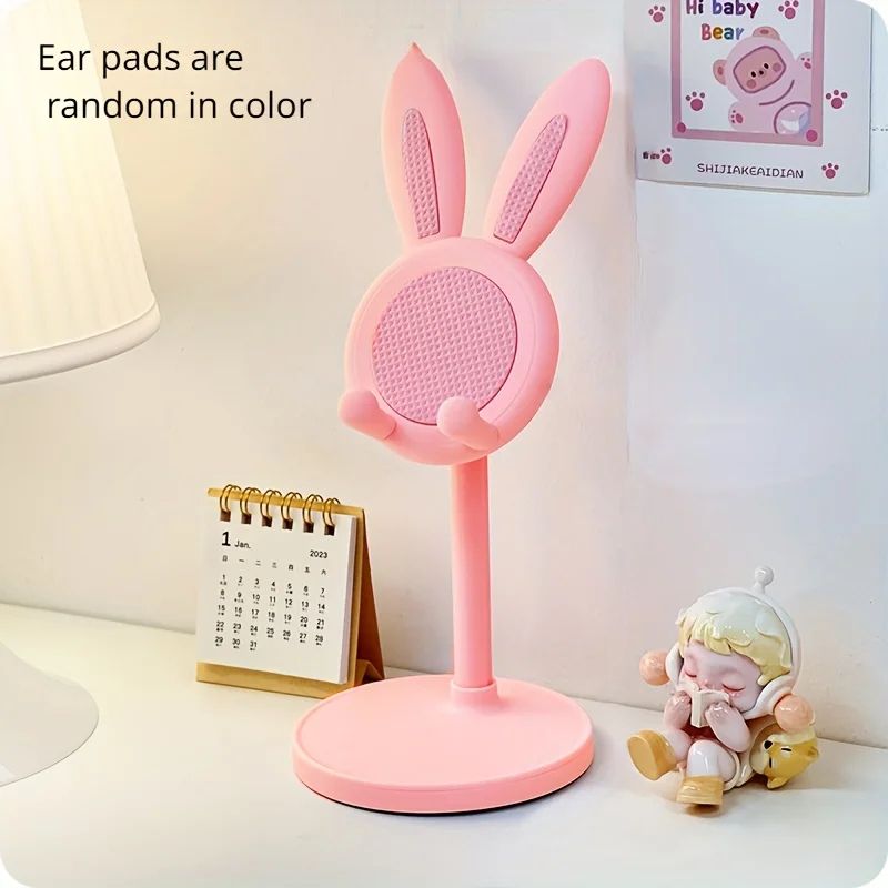 Cute Pink Rabbit Desktop Phone Holder 4