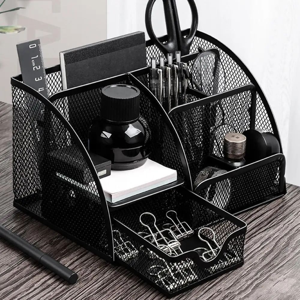 Metal Mesh Desktop Pen Organizer 0