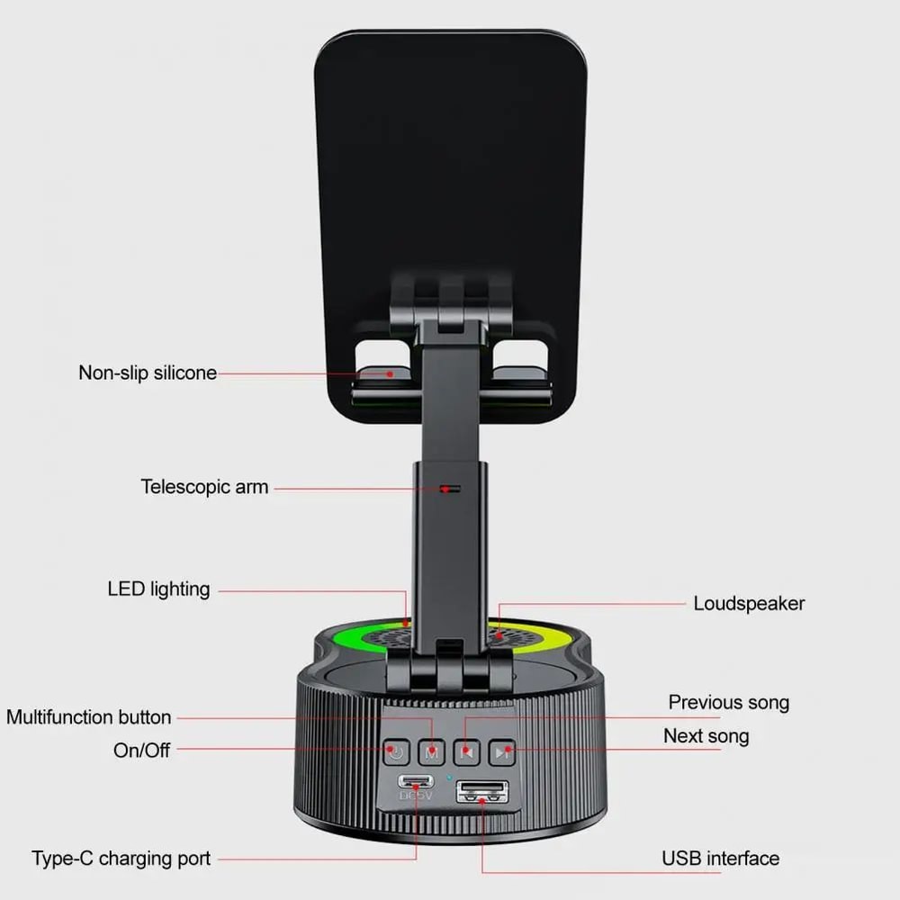 360 Rotatable Phone Stand With Bluetooth Speaker 8