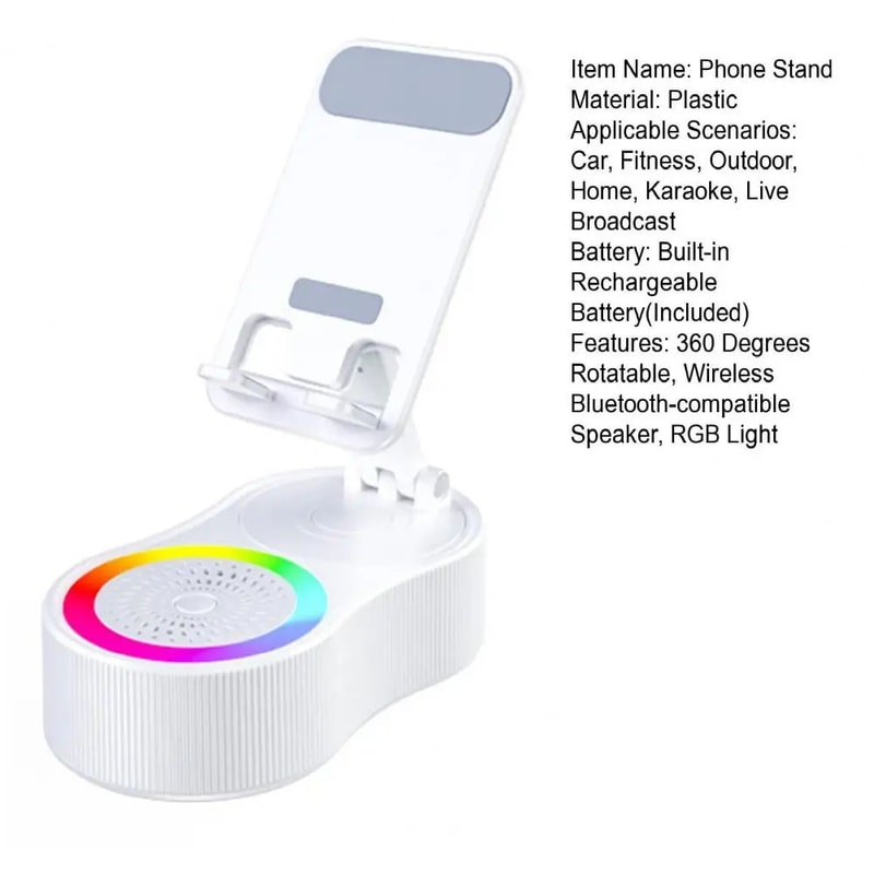 360 Rotatable Phone Stand With Bluetooth Speaker 12