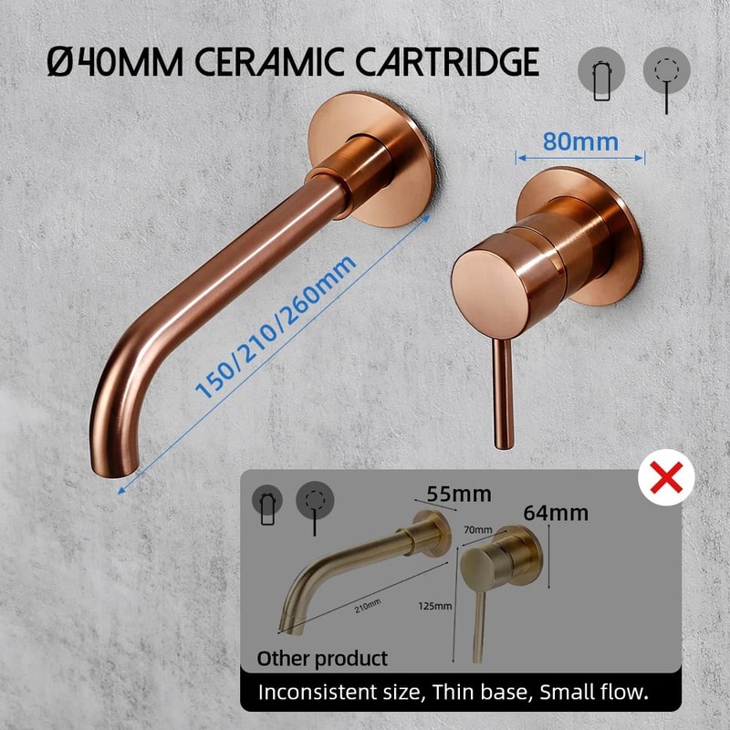 Rose Gold Brass Bathroom Faucet 3