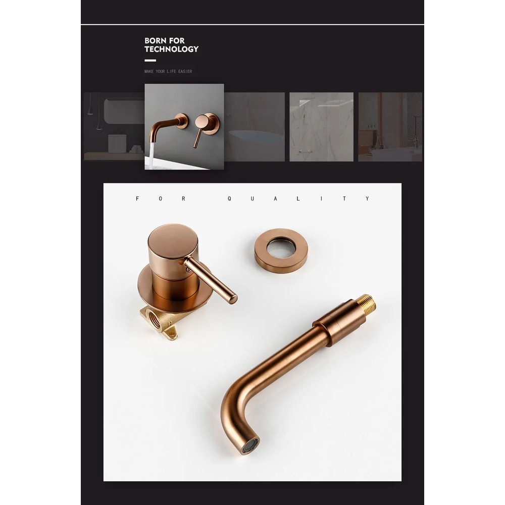 Rose Gold Brass Bathroom Faucet 6