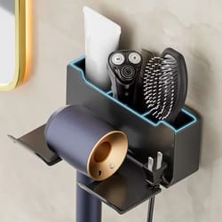 wall mounted hair dryer storage rack