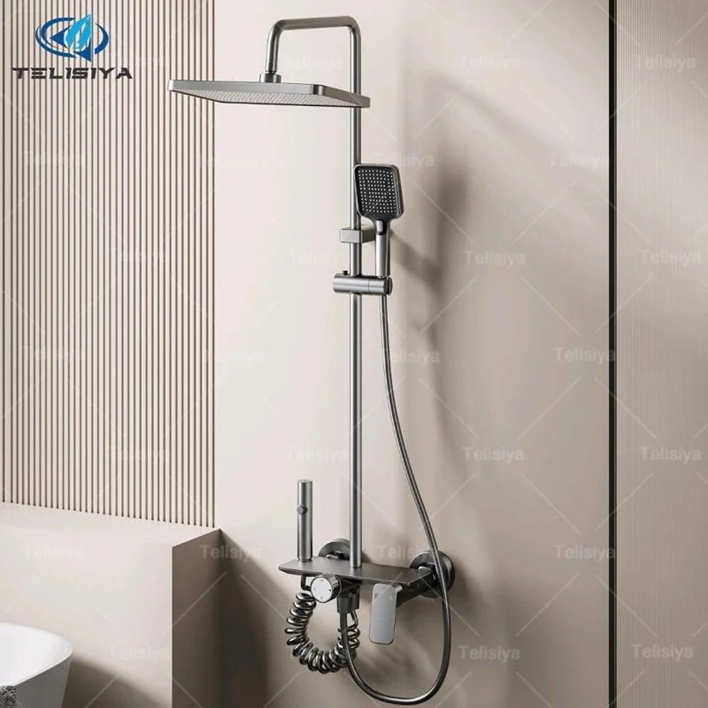 Gunmetal Gray Bathroom Shower System Set 0