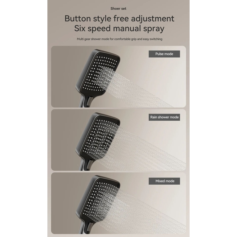 Gunmetal Gray Bathroom Shower System Set 7