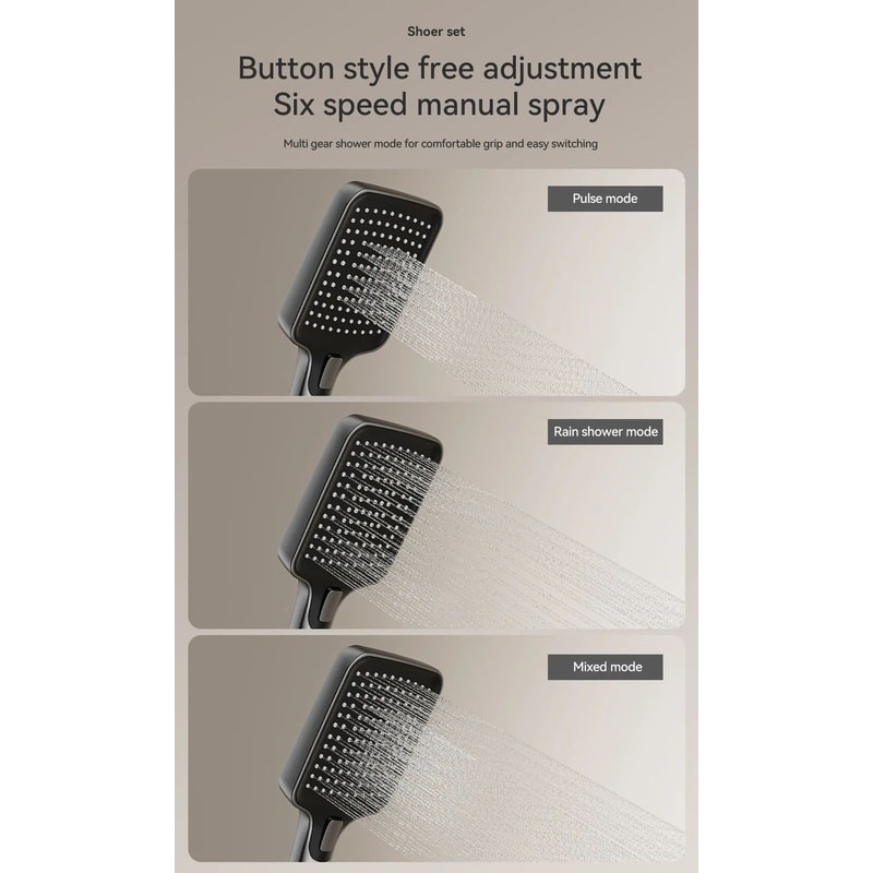 Gunmetal Gray Bathroom Shower System Set 7