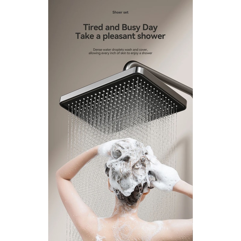 Gunmetal Gray Bathroom Shower System Set 11