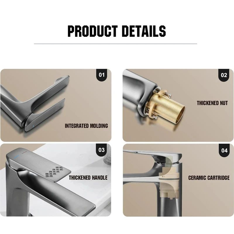 Modern Brass Mixer Bathroom Sink Faucet 4