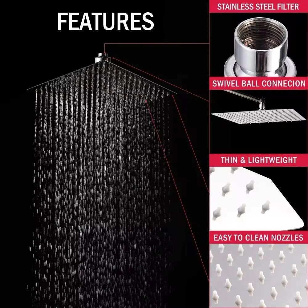 High Pressure Waterfall Shower Head 5