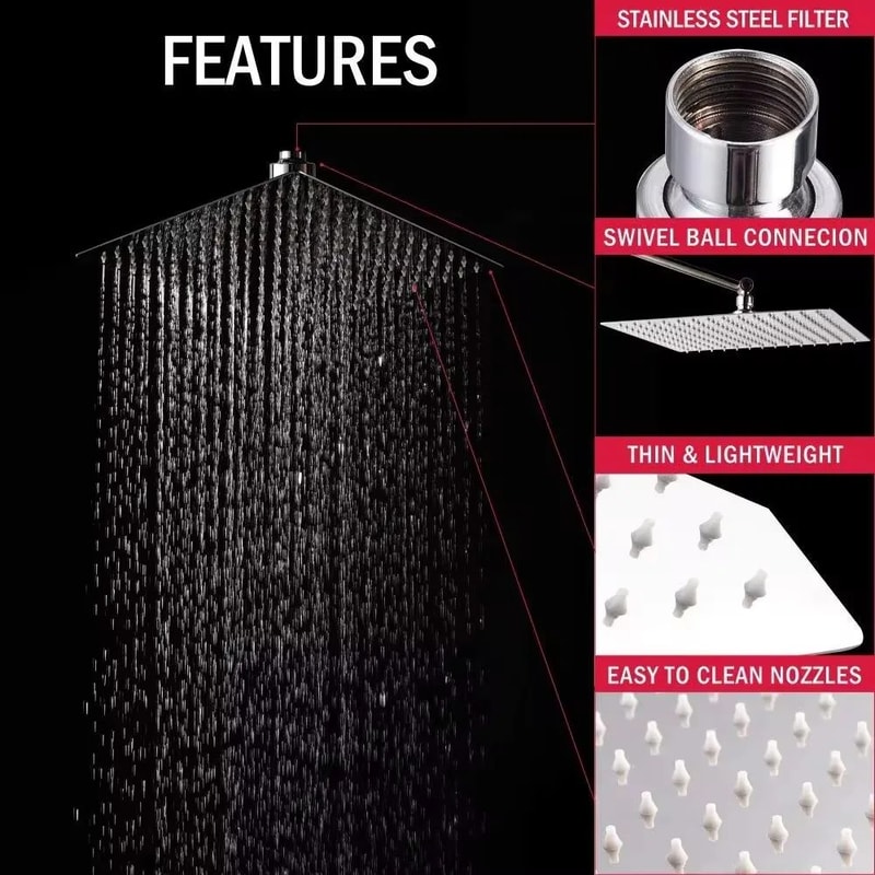 High Pressure Waterfall Shower Head 5