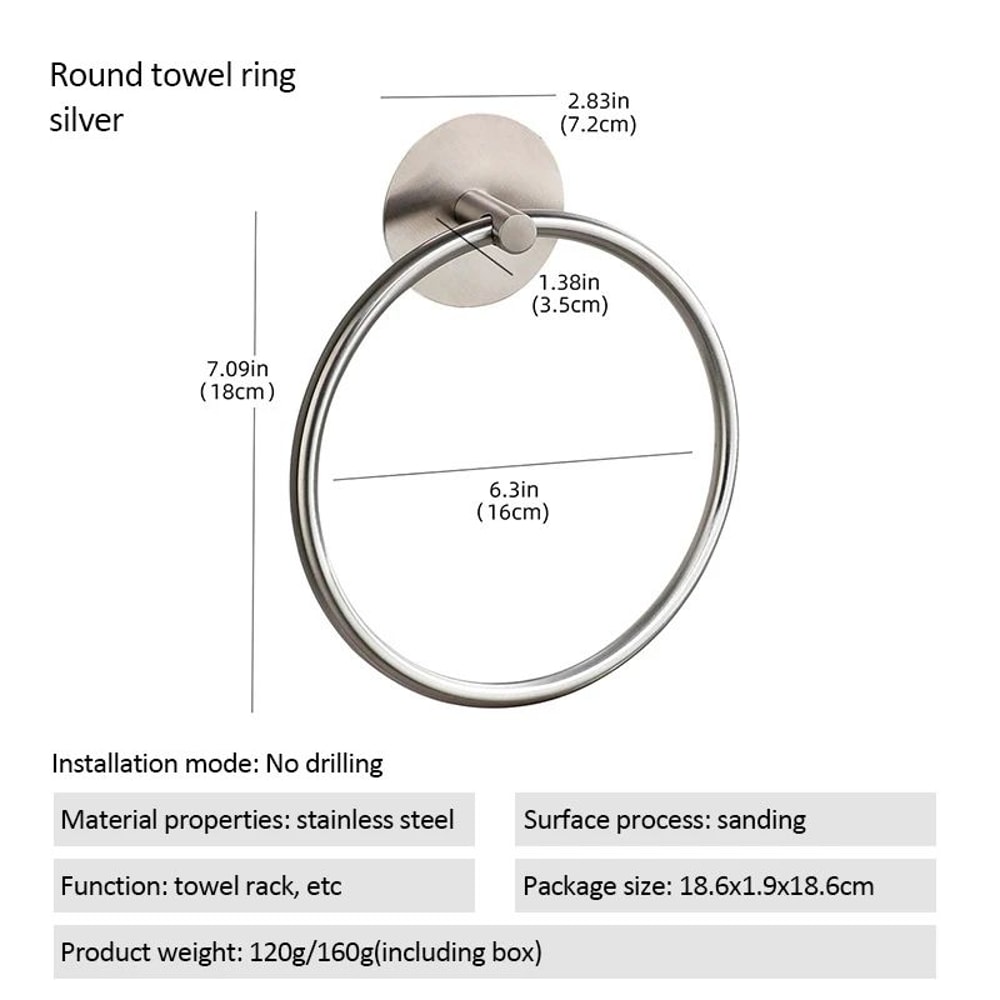SelfAdhesive Stainless Steel Towel Ring 10