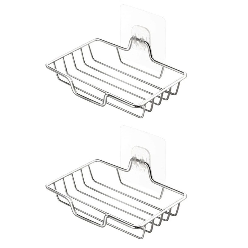 Stainless Steel Wall Mounted Soap Holder Holds 2 Soaps Holiday Gift For Halloween Christmas 11