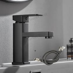 black & chrome single handle sink faucet