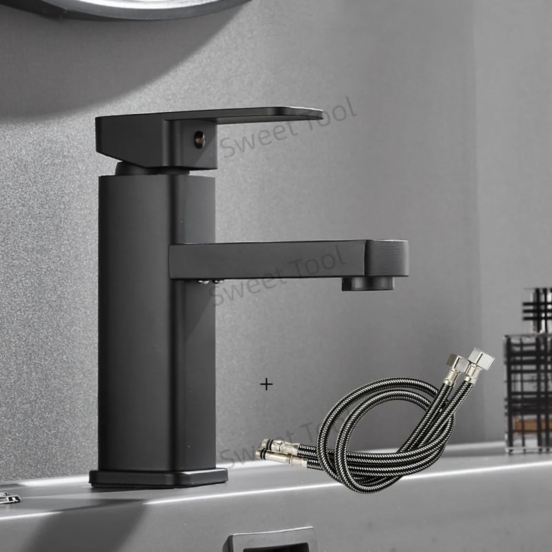 Black Chrome Single Handle Sink Faucet 0