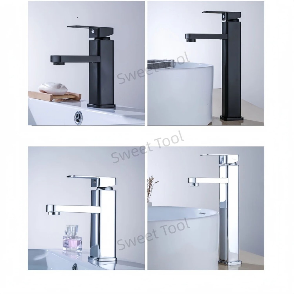 Black Chrome Single Handle Sink Faucet 3
