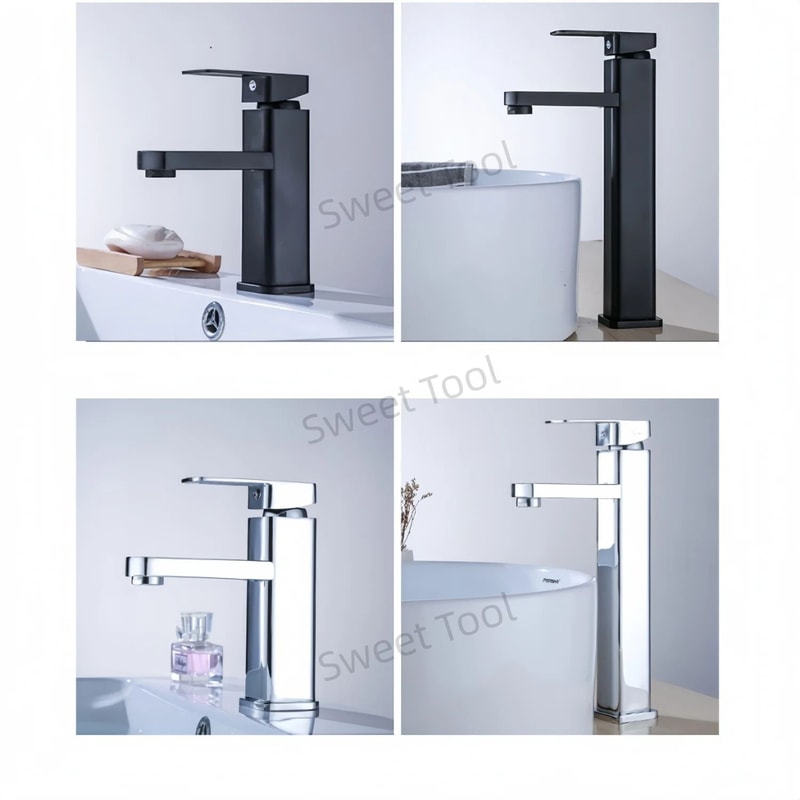 Black Chrome Single Handle Sink Faucet 3